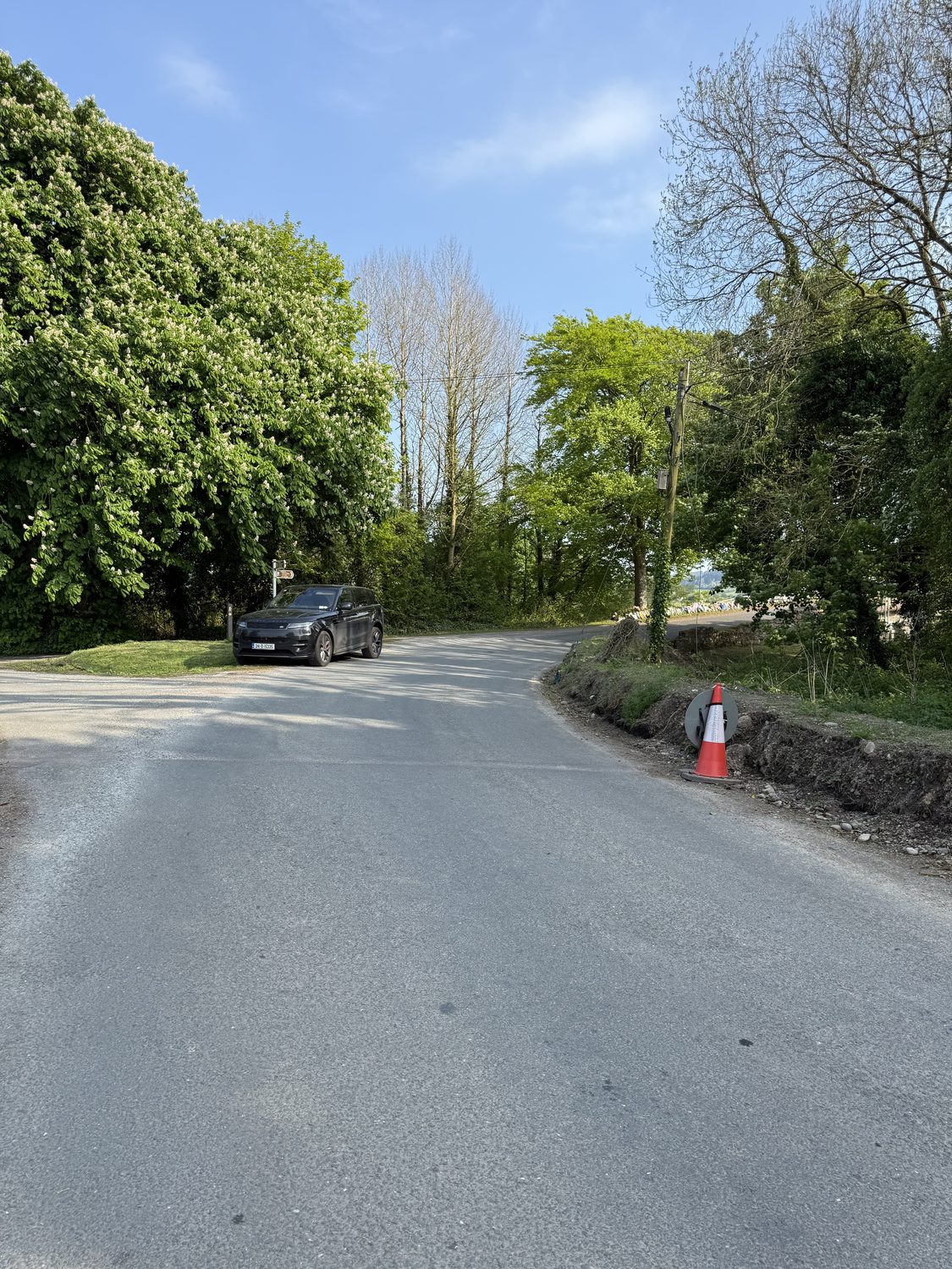 A freshly-excavated verge beside the road at Killardry Bridge, 1 May 2025, GPS-tagged